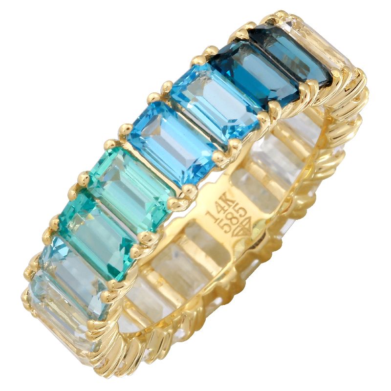 EMERALD CUT sky blue ETERNITY RING