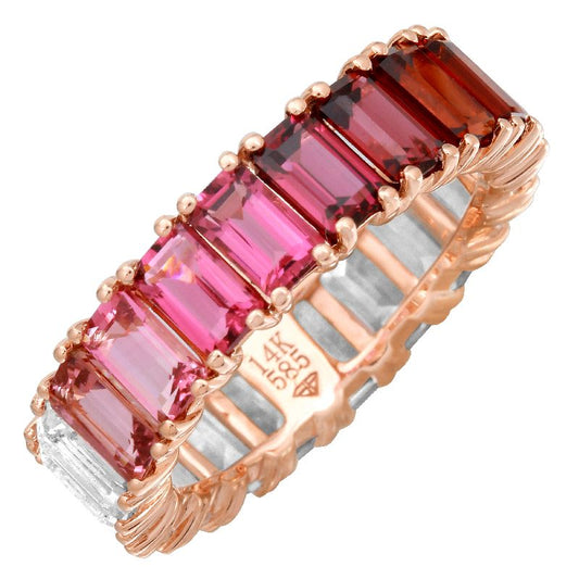 EMERALD CUT  Rhodolite ETERNITY RING