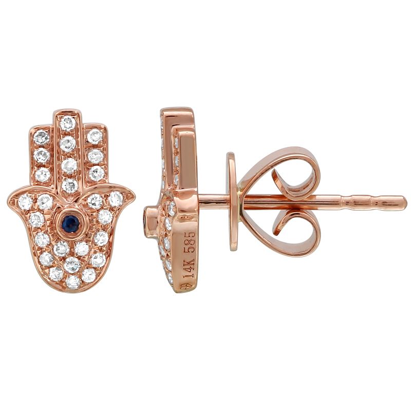 S diamond hamsa earrings