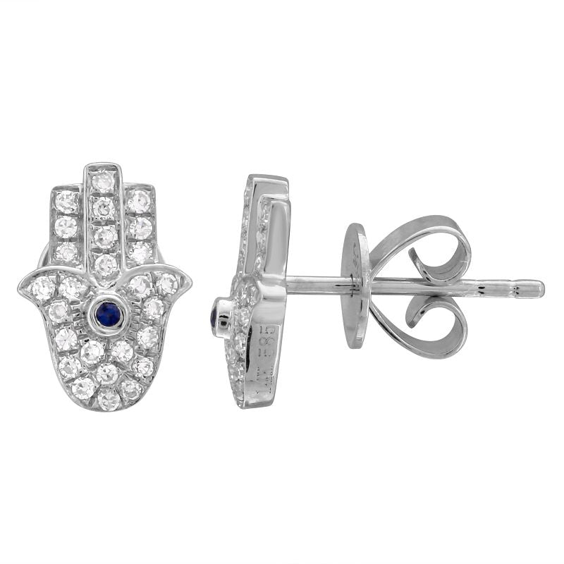 S diamond hamsa earrings