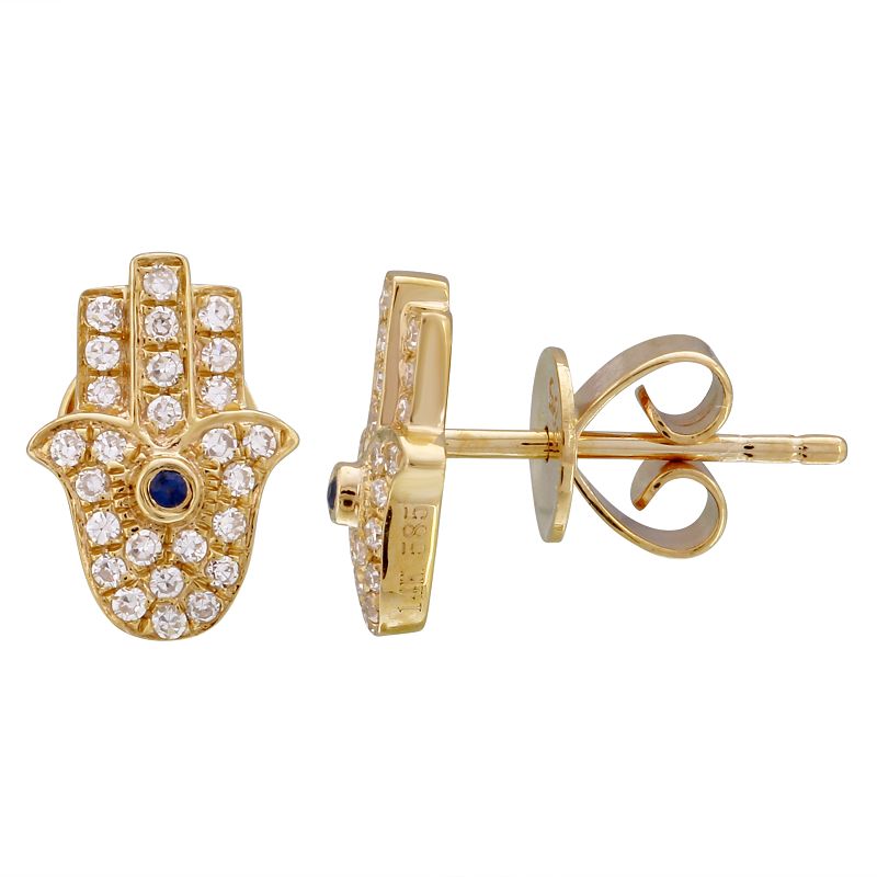 S diamond hamsa earrings