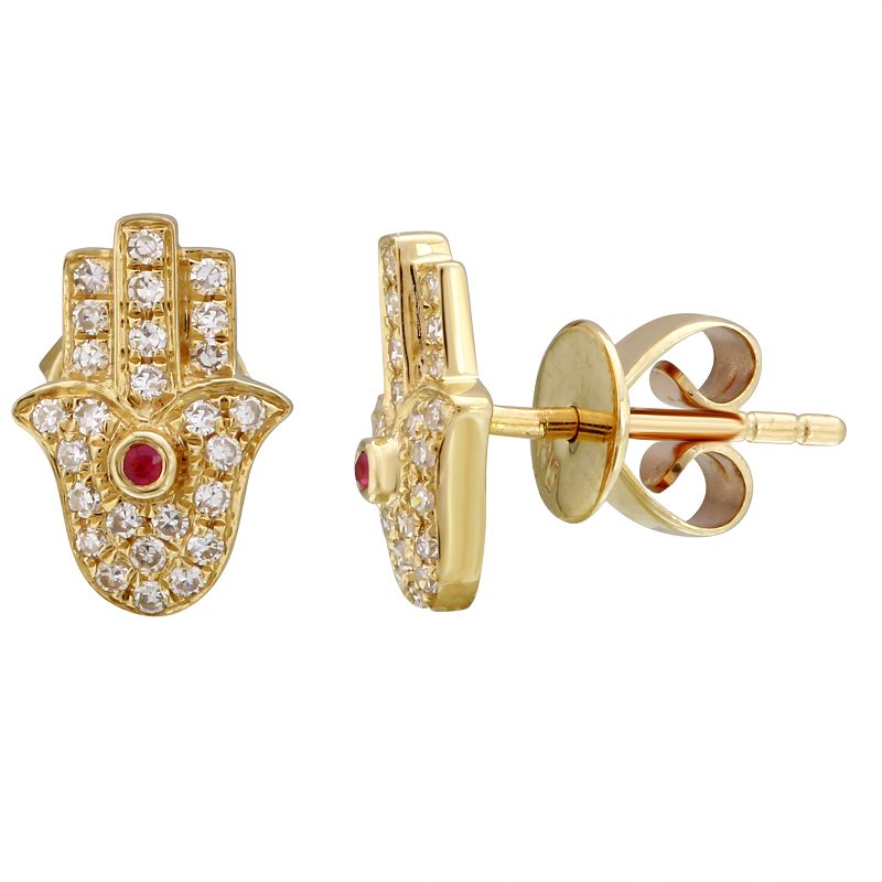 S diamond hamsa earrings